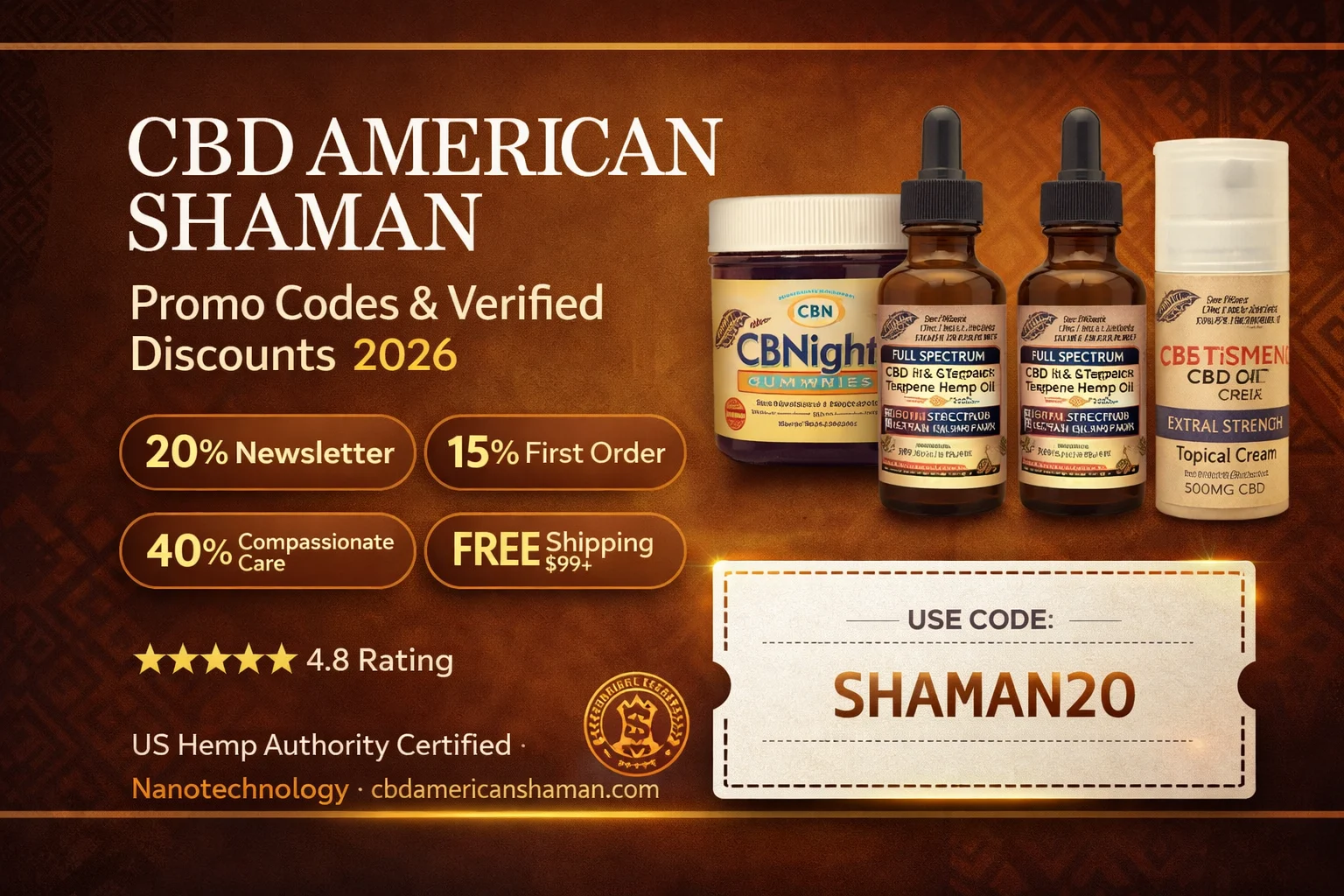 CBD American Shaman Promo Codes & Verified Discounts 2026 — Save Up To 40% Off