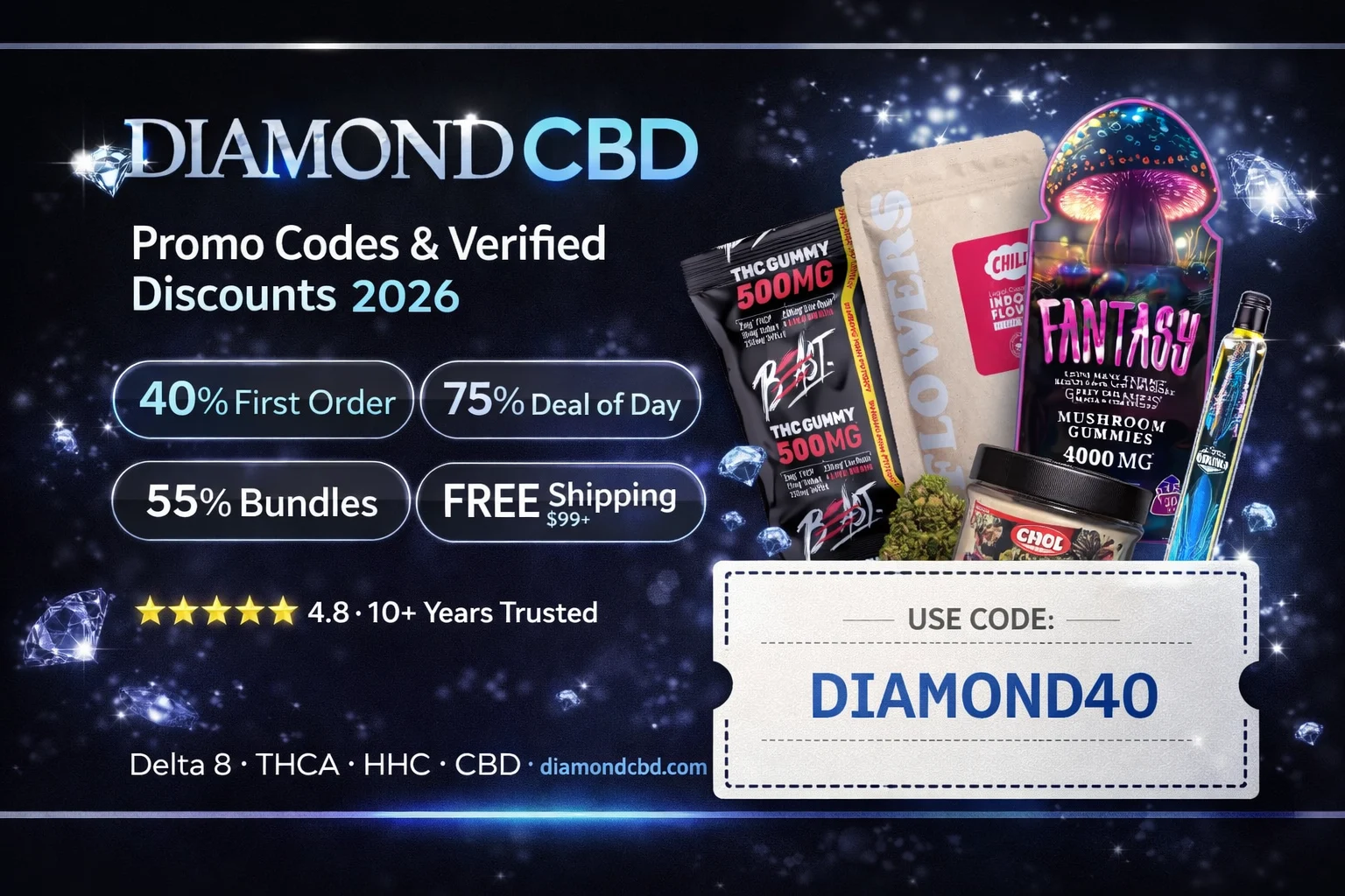 Diamond CBD Promo Codes & Verified Discounts 2026 — Save Up To 75% Off