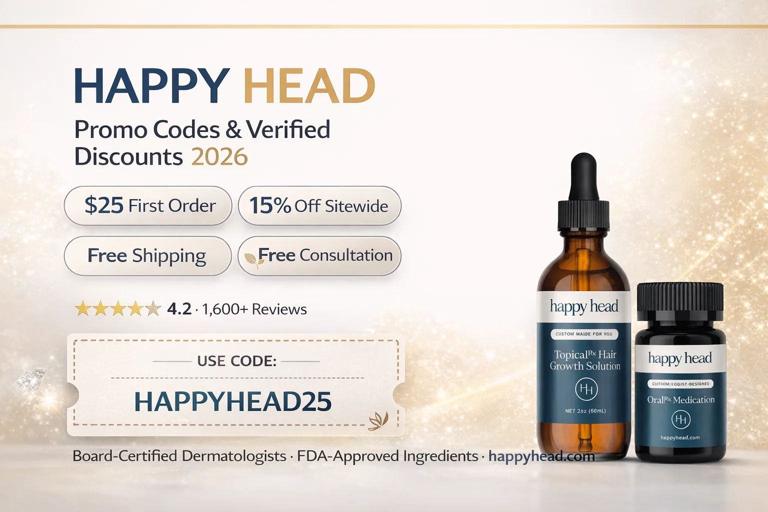 Happy Head Promo Codes & Verified Discounts 2026 — Save On Prescription Hair Loss Treatments