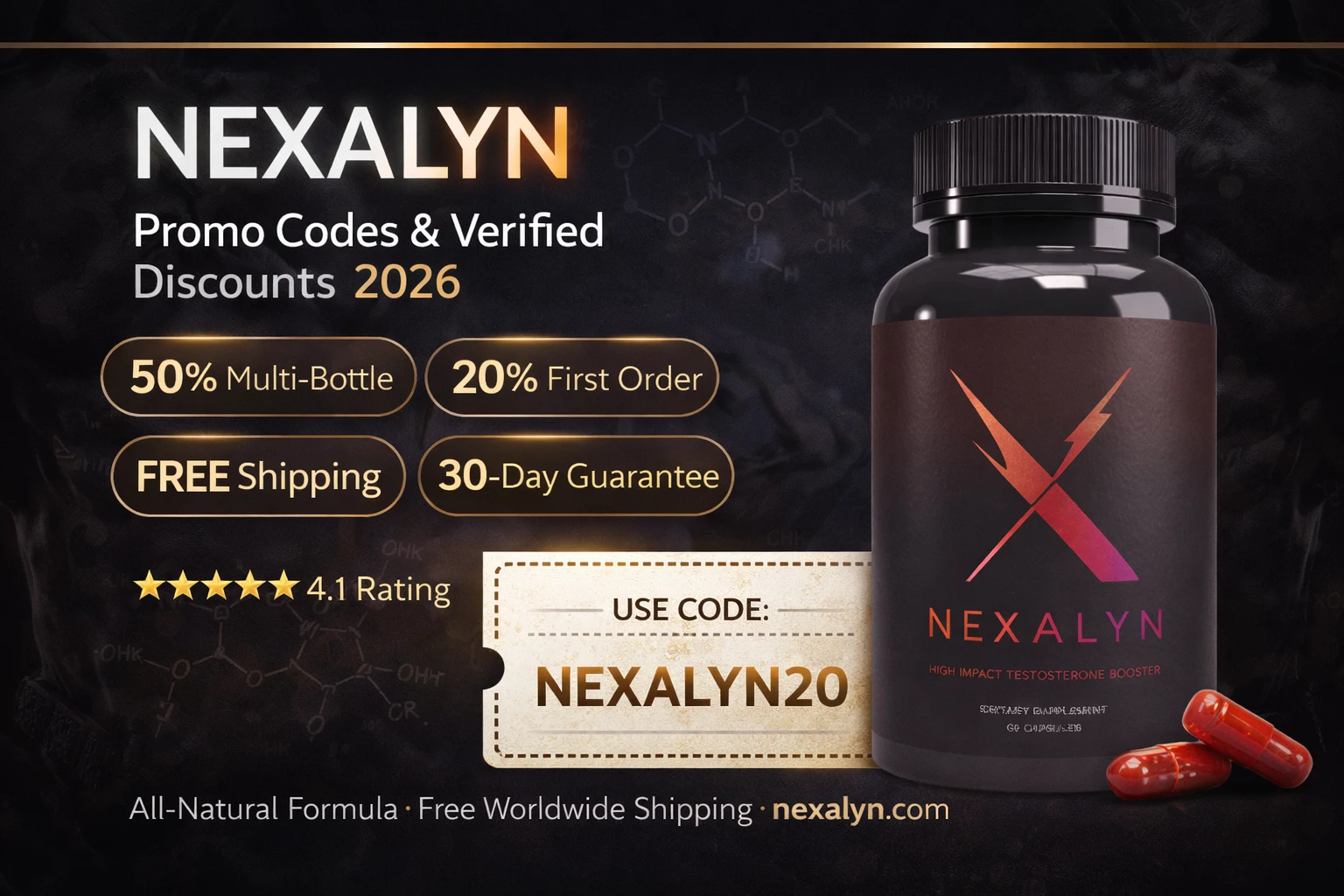 Nexalyn Promo Codes & Verified Discounts 2026 — Save Up To 50% Off Testosterone Enhancer